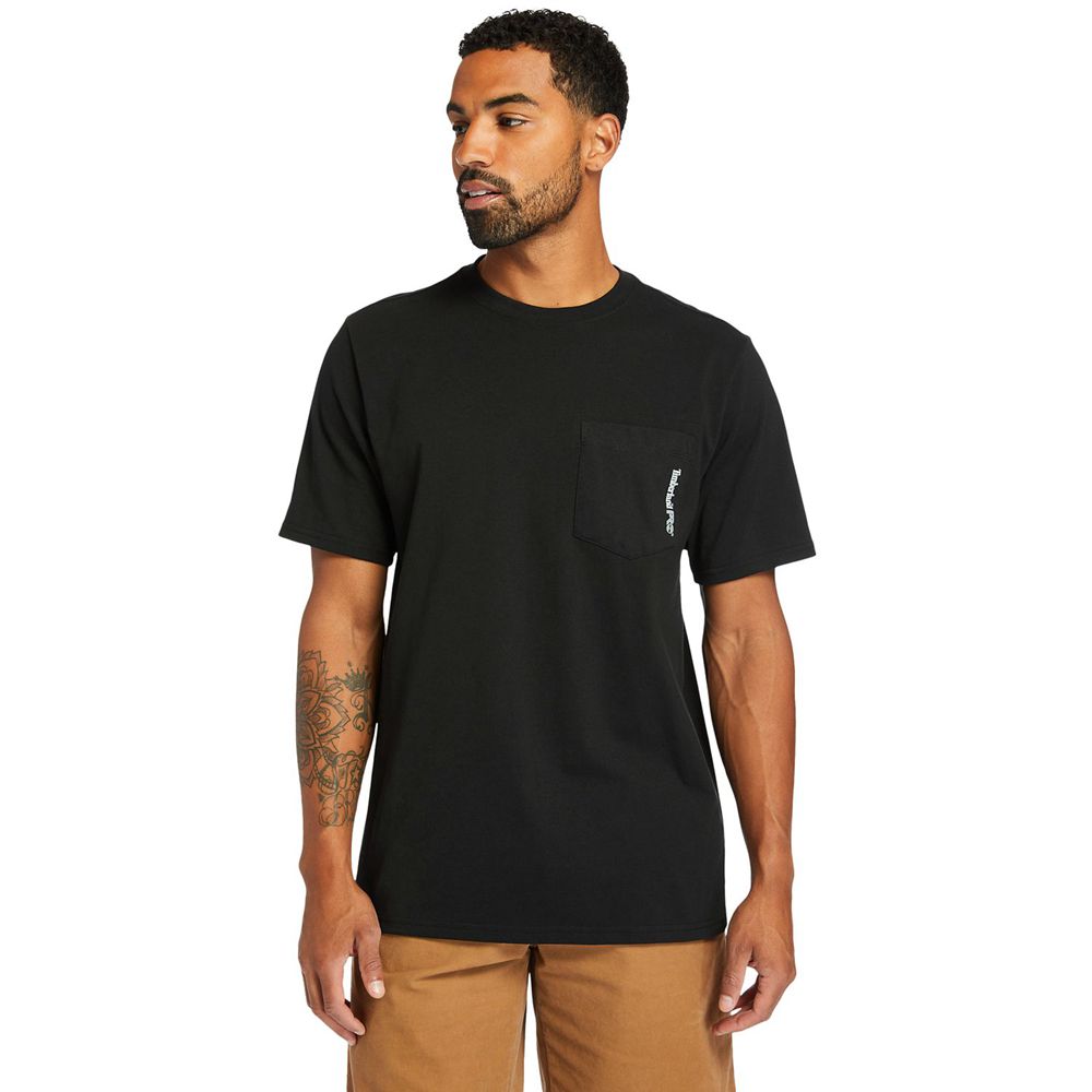 Camisetas Timberland Hombre Pro® Manga Corta Base Plate Wicking Negras - Chile VAQ-893452